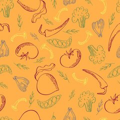 vegetable vector seamless pattern colorful vegan seasonal harvest food