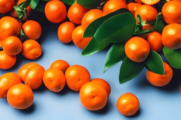 Closeup of bunch of ripe mandarins