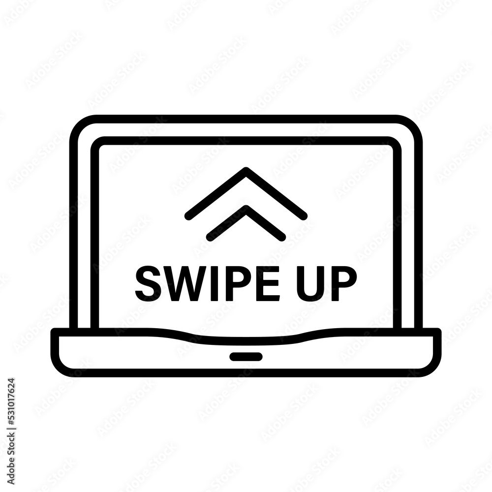 Poster gesture up on computer touch screen line icon. swipe up in laptop linear pictogram. move touchscreen