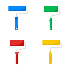 Set of Paint roller isolated on white background