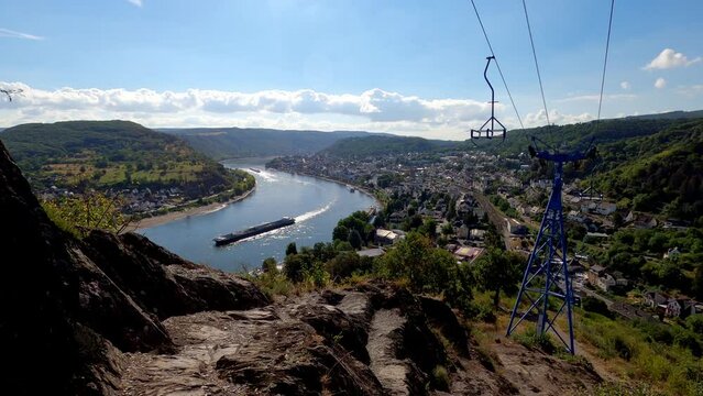 Sesselbahn Boppard am Mittelrhein. River Rhein. Chairlift in Boppard. German Tourism.  Rheinland-Pfalz. Ausflugsziele Deutschland. 