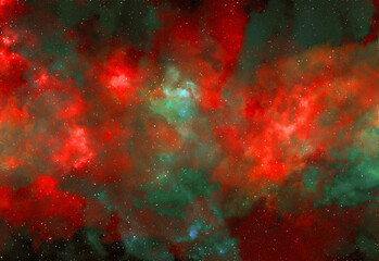 Space background with stardust and shining stars. Realistic cosmos and color nebula. Colorful galaxy. 3d illustration