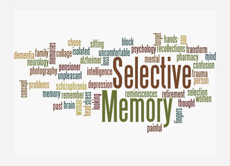 Word Cloud with SELECTIVE MEMORY concept, isolated on a white background