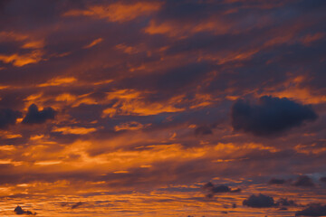 red sky with clouds