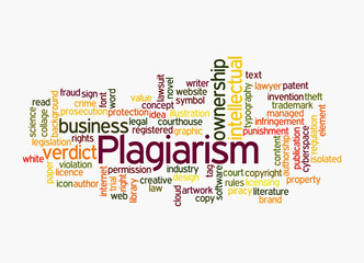 Word Cloud with PLAGIARISM concept, isolated on a white background