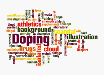 Word Cloud with DOPING concept, isolated on a white background