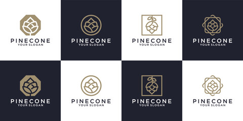 collection of pine cones arranged. Simple set of pine cone vector icons