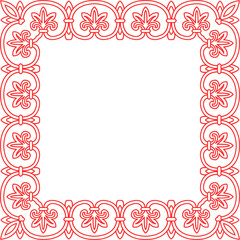 Traditional Chinese tracery red retro pattern decoration square frame