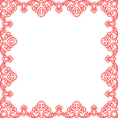 Traditional Chinese tracery red retro pattern decoration square frame