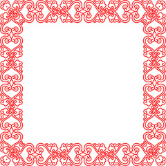 Traditional Chinese tracery red retro pattern decoration square frame