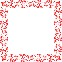 Traditional Chinese tracery red retro pattern decoration square frame