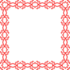 Traditional Chinese tracery red retro pattern decoration square frame