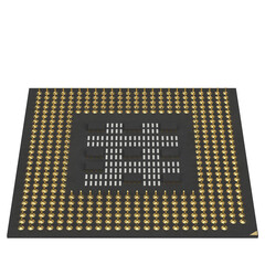 3D rendering illustration of a CPU microchip