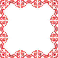 Traditional Chinese tracery red retro pattern decoration square frame
