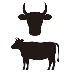 牛の胴体と頭部のシルエット
