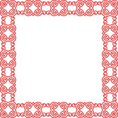 Traditional Chinese tracery red retro pattern decoration square frame