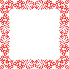 Traditional Chinese tracery red retro pattern decoration square frame