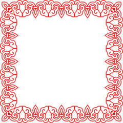 Traditional Chinese tracery red retro pattern decoration square frame