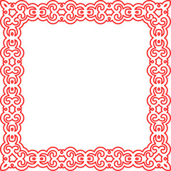 Traditional Chinese tracery red retro pattern decoration square frame