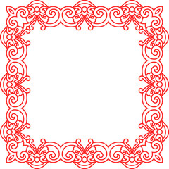 Traditional Chinese tracery red retro pattern decoration square frame