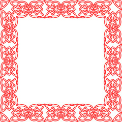 Traditional Chinese tracery red retro pattern decoration square frame