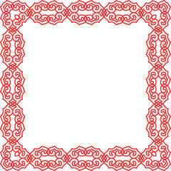 Traditional Chinese tracery red retro pattern decoration square frame