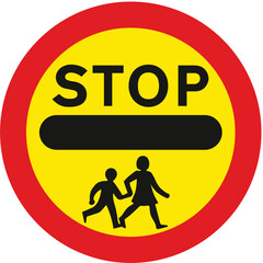 School crossing patrol, The Highway Code Traffic Sign, Signs giving orders, Signs with red circles are mostly prohibitive. Plates below signs qualify their message.