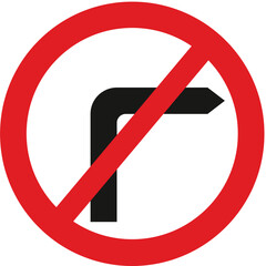 No right turn, The Highway Code Traffic Sign, Signs giving orders, Signs with red circles are mostly prohibitive. Plates below signs qualify their message.