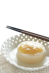 Japanese food, boiled radish and miso sauce for winter comfort food
