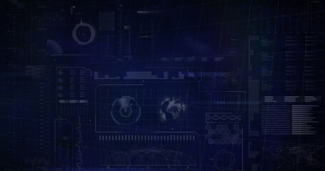 Image of hexagons over data processing on black background