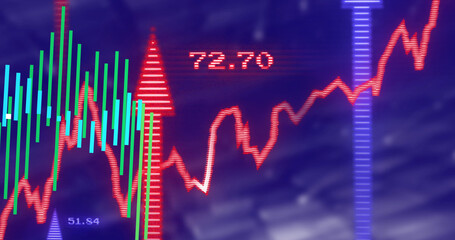 Image of data processing over blue background