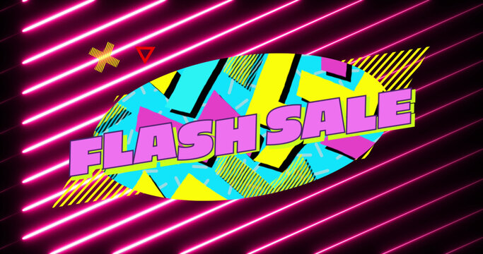 Image of flash sale text over light trails