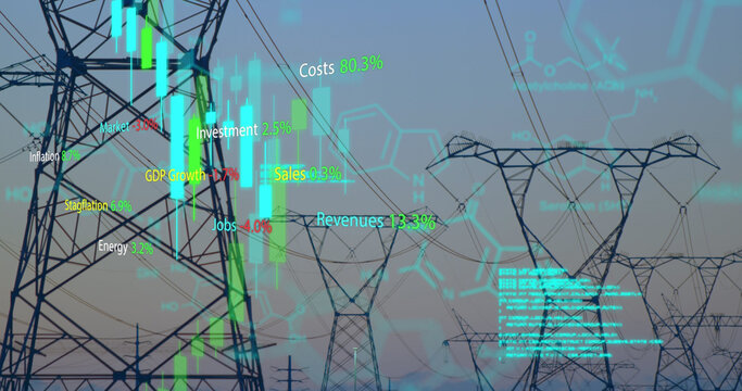 Image of data processing over pylons