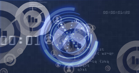 Image of scope scanning and icons over data processing