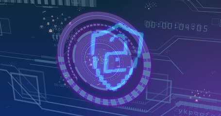 Image of scope scanning with padlock icon over data processing