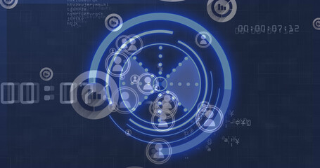 Image of scope scanning and icons over data processing