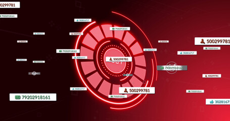 Image of social media icons with growing numbers over scope scanning