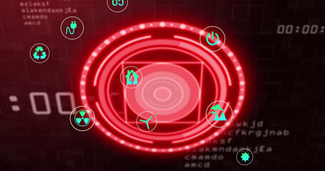 Image of scope scanning and icons over data processing