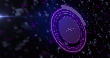 Image of scope scanning and icons over moving columns