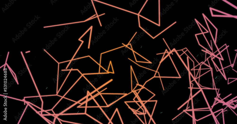 Fototapete image of multicolored dots connected with lines and forming geometric shapes over 6g text