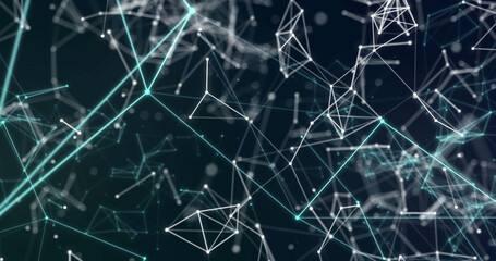 Image of icons and network of connections over dark background