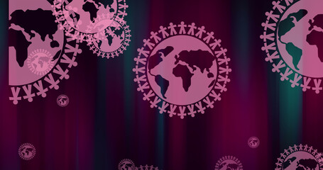 Image of globe icons over shapes