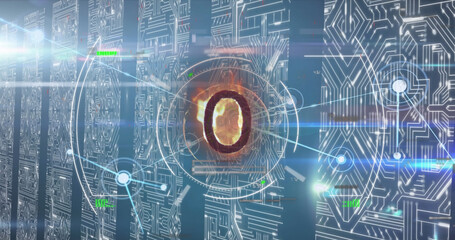 Image of network of connections over scope scanning