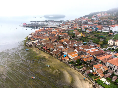 aerial view drone of Combarro, in Galicia - Spain