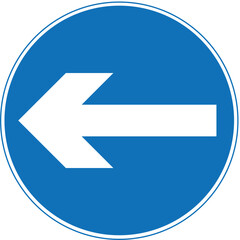 Turn left (right if symbol reversed), The Highway Code Traffic Sign, Signs giving orders, Signs with red circles are mostly prohibitive. Plates below signs qualify their message.