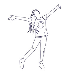 dancing woman sketch ,contour on white background