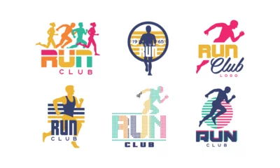 Fototapeten Run Sport Club Logo or Emblem for Athletic Tournament and Marathon Vector Set © topvectors