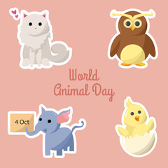 Happy Animal Day Sticker Set Collection