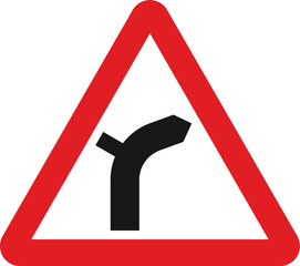 Junction on bend ahead, The Highway Code Traffic Sign, Signs giving orders, Signs with red circles are mostly prohibitive. Plates below signs qualify their message.