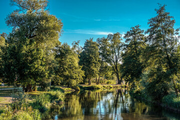 Fototapeta premium Parklandschaft mit Wasserlauf